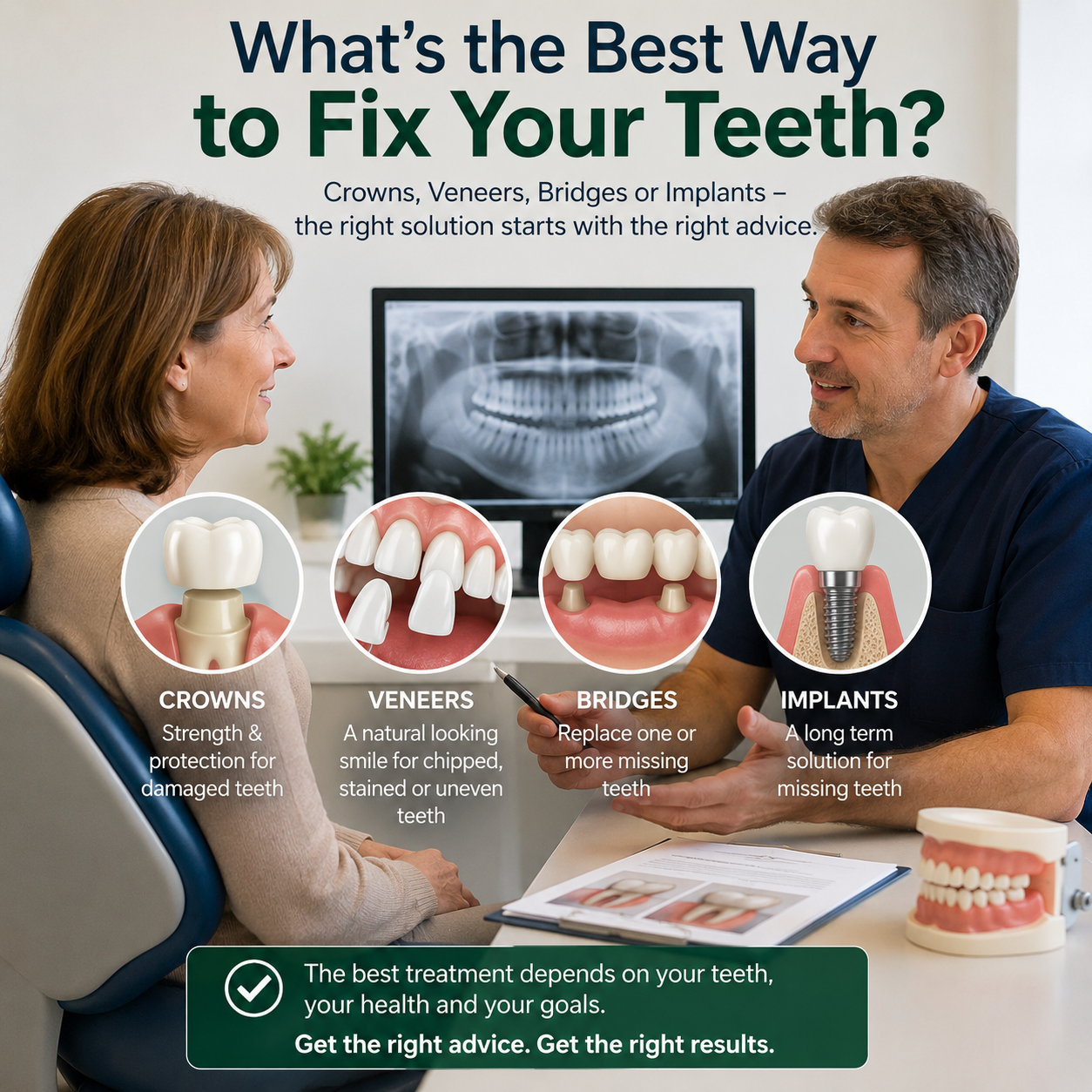 What is the best way to fix your teeth with crowns veneers bridges or dental implants