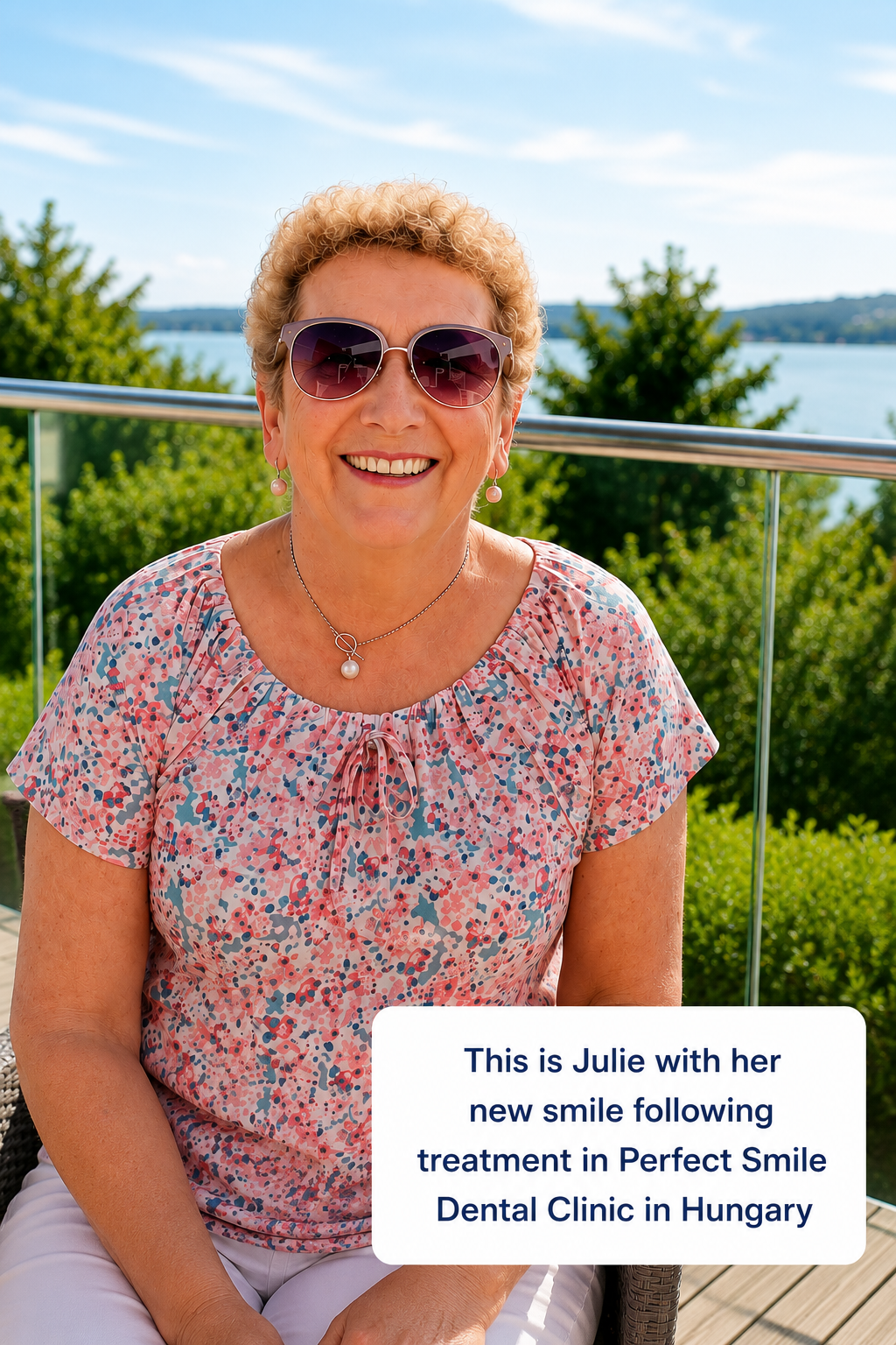 Julie with her lovely new smile following treatment at Perfect Smile Dental Clinic Hungary
