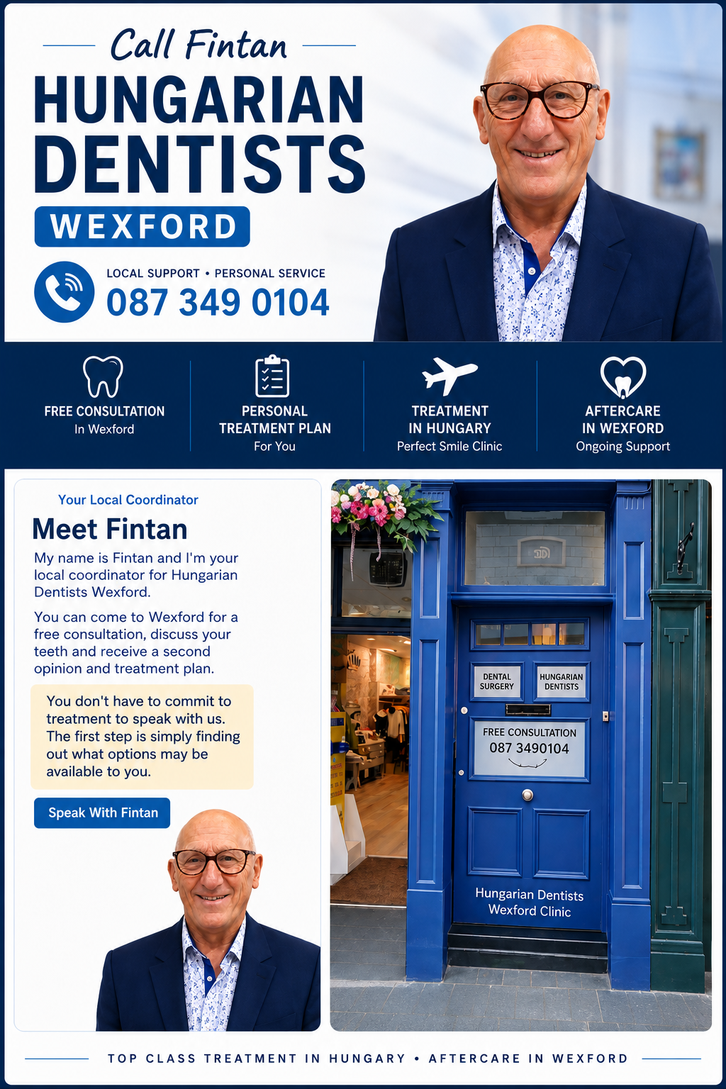 Call Fintan Hungarian Dentists Wexford free consultation 087 349 0104