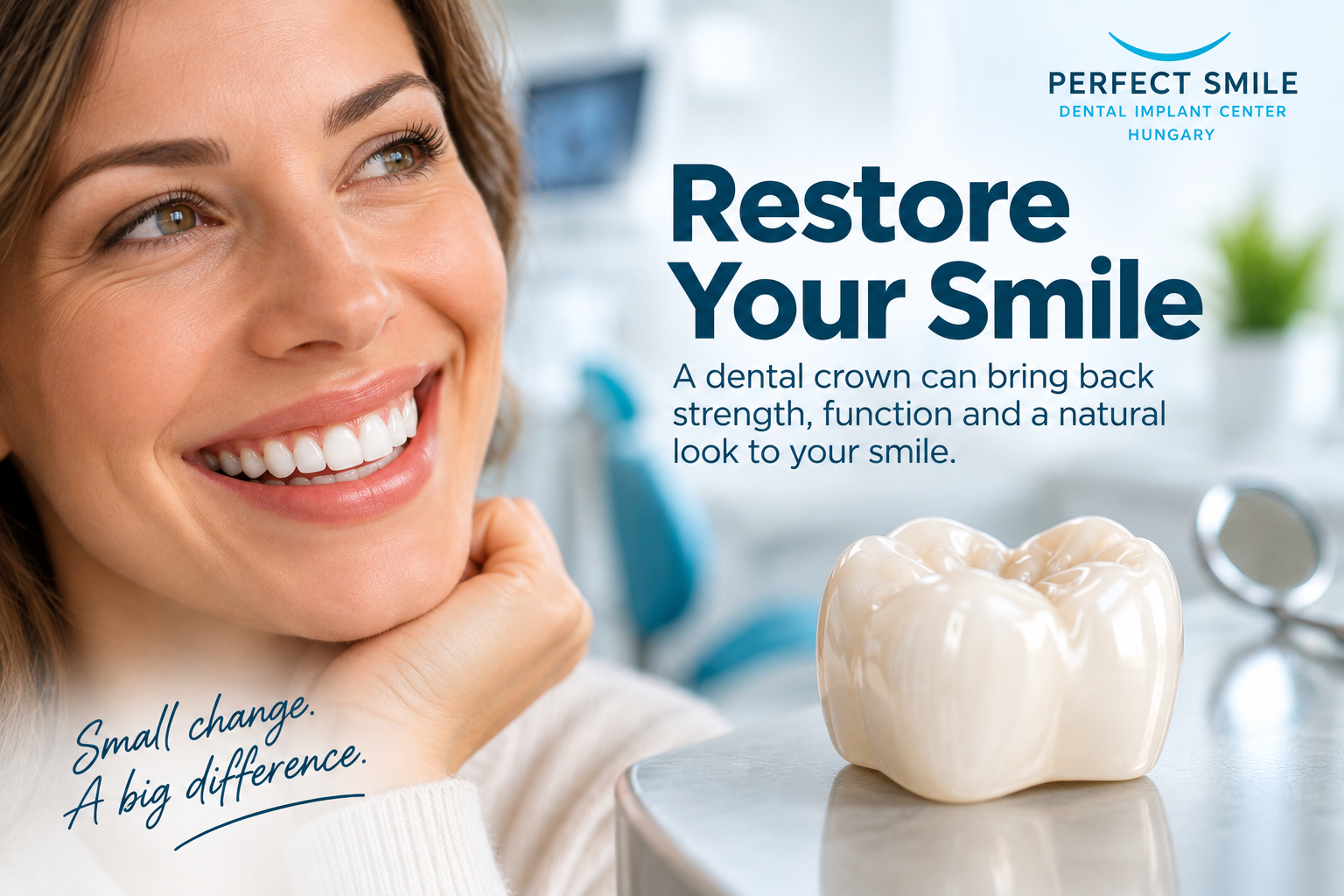 Dental crown to restore strength function and appearance